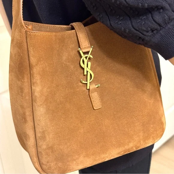 YSL Yves Saint Laurent 5 A 7 Brown Suede Supple Shoulder Hobo Bag - Picture 3 of 16